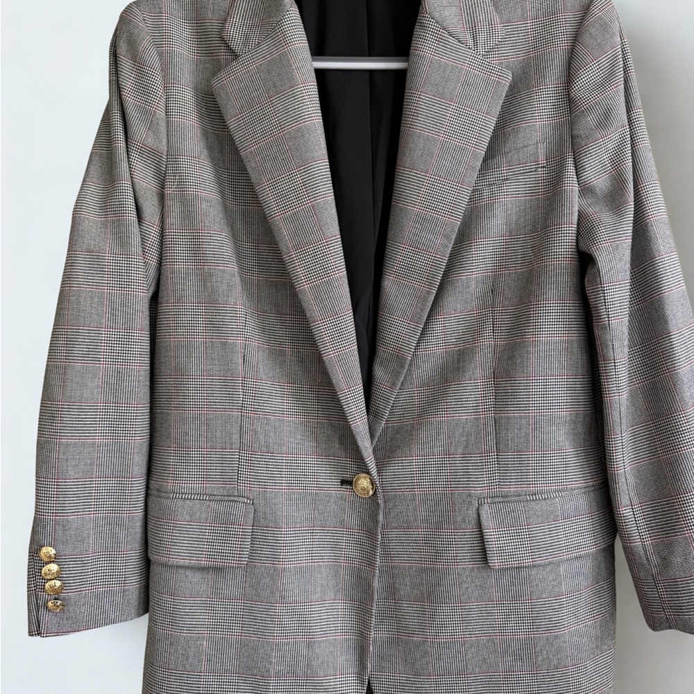 Lauren Ralph Lauren Classic Plaid Women's Blazer - Women’s 12 - Black-White-Red